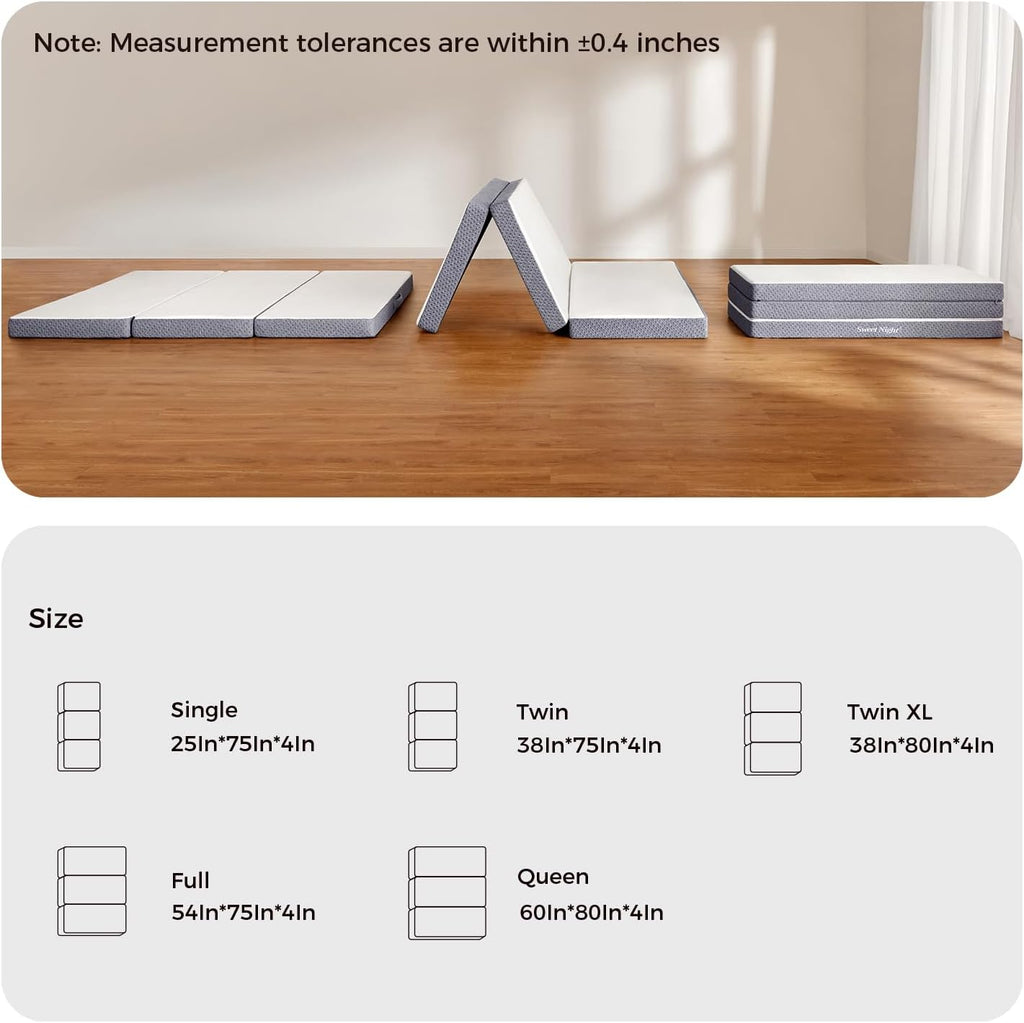 Medium Tri Folding Mattress 4-inch