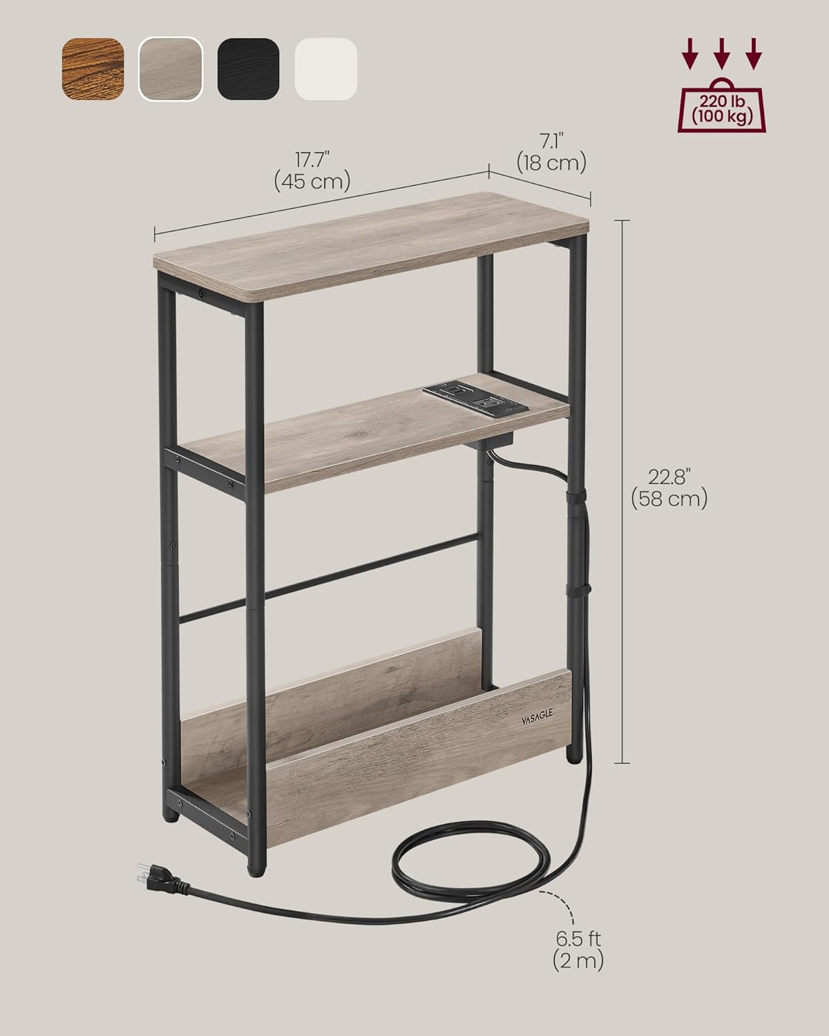 Small Side Table with Charging Station