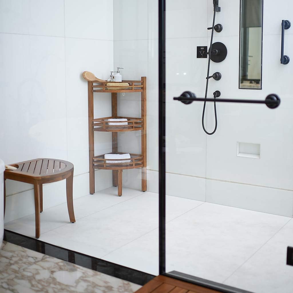 Teak Corner Shower Bench