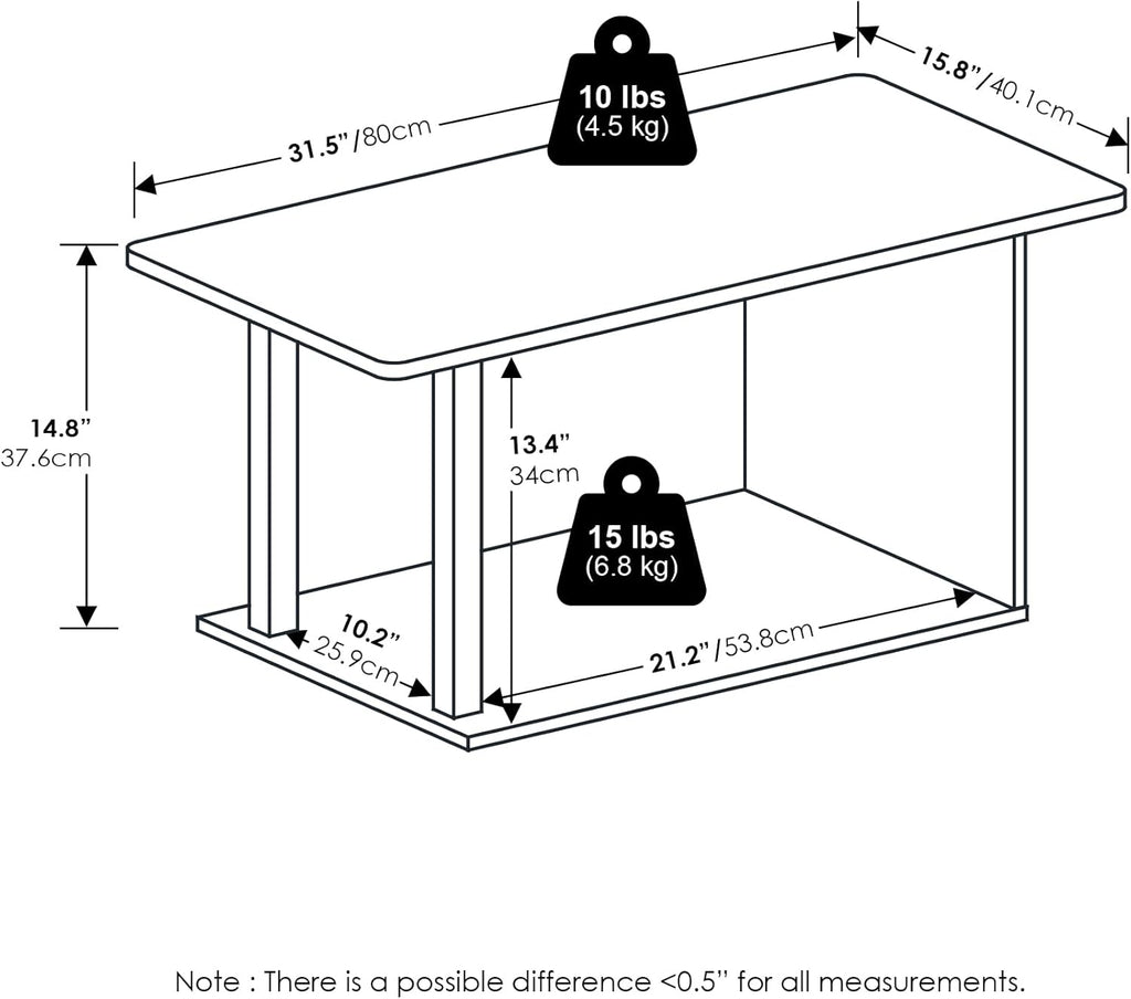 2-Tier Modern Coffee Table with Open Shelf