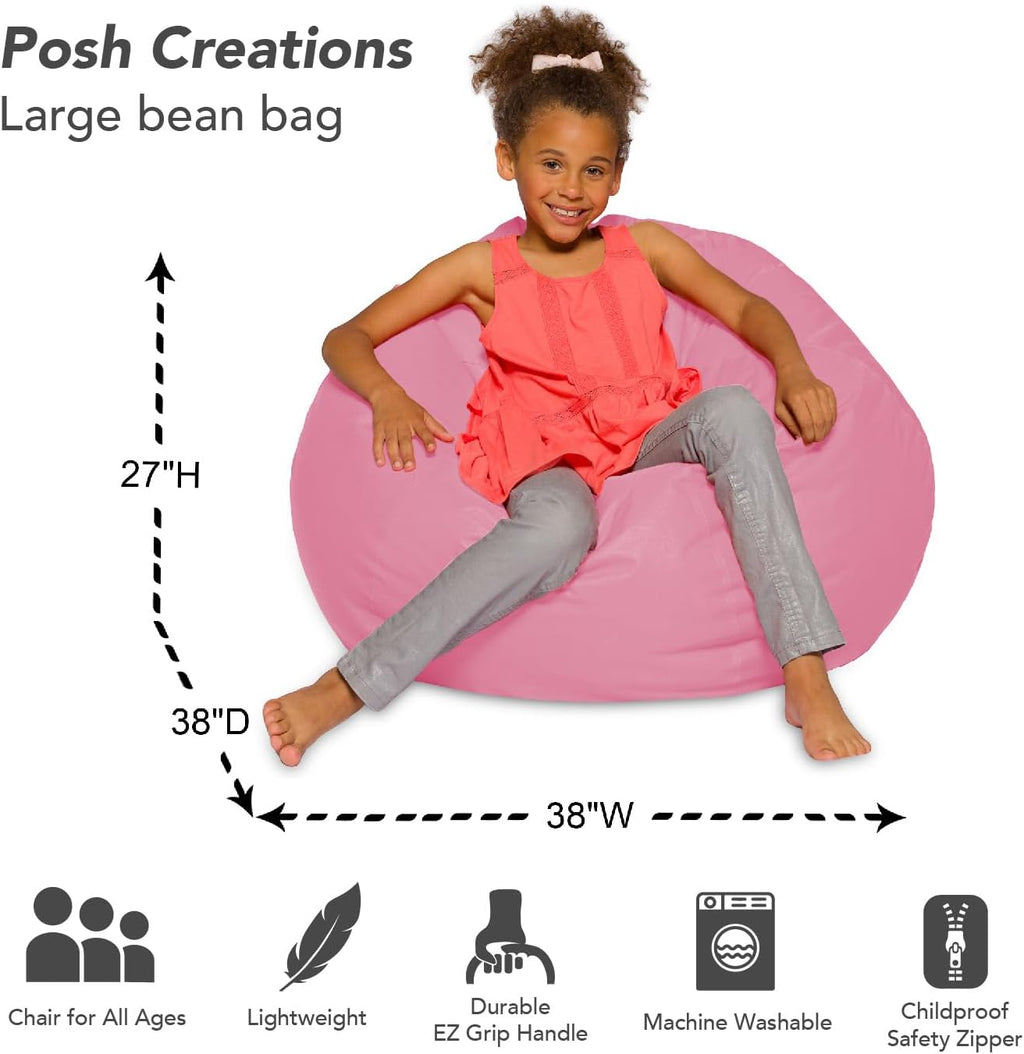 Large Pink Bean Bag Chair 38in