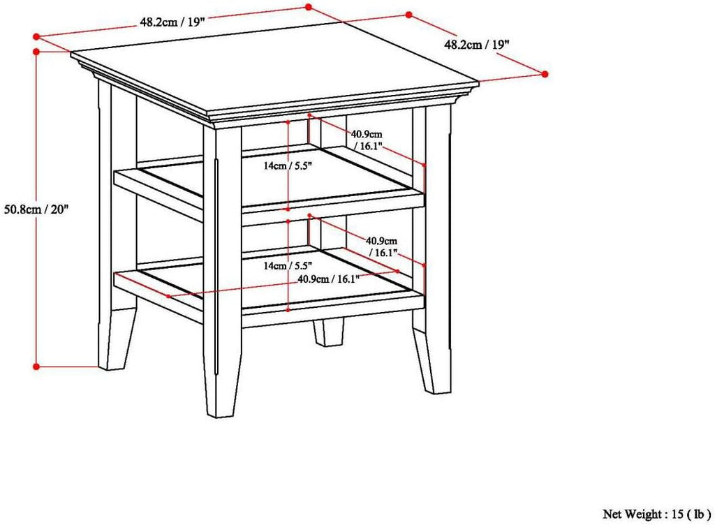 Square Solid Wood End Table 19"