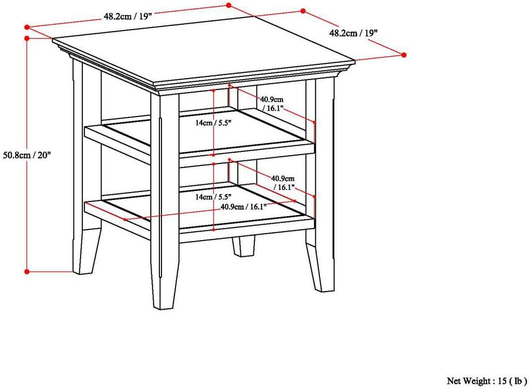 Square Solid Wood End Table 19"
