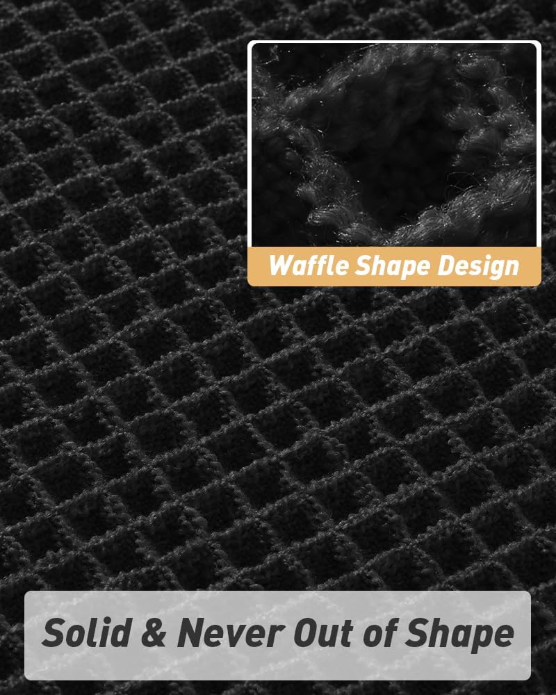 Black Waffle Runner Rug 17" x 60"