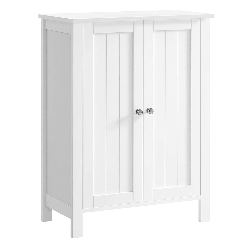 White Floor Storage Cabinet with Adjustable Shelves