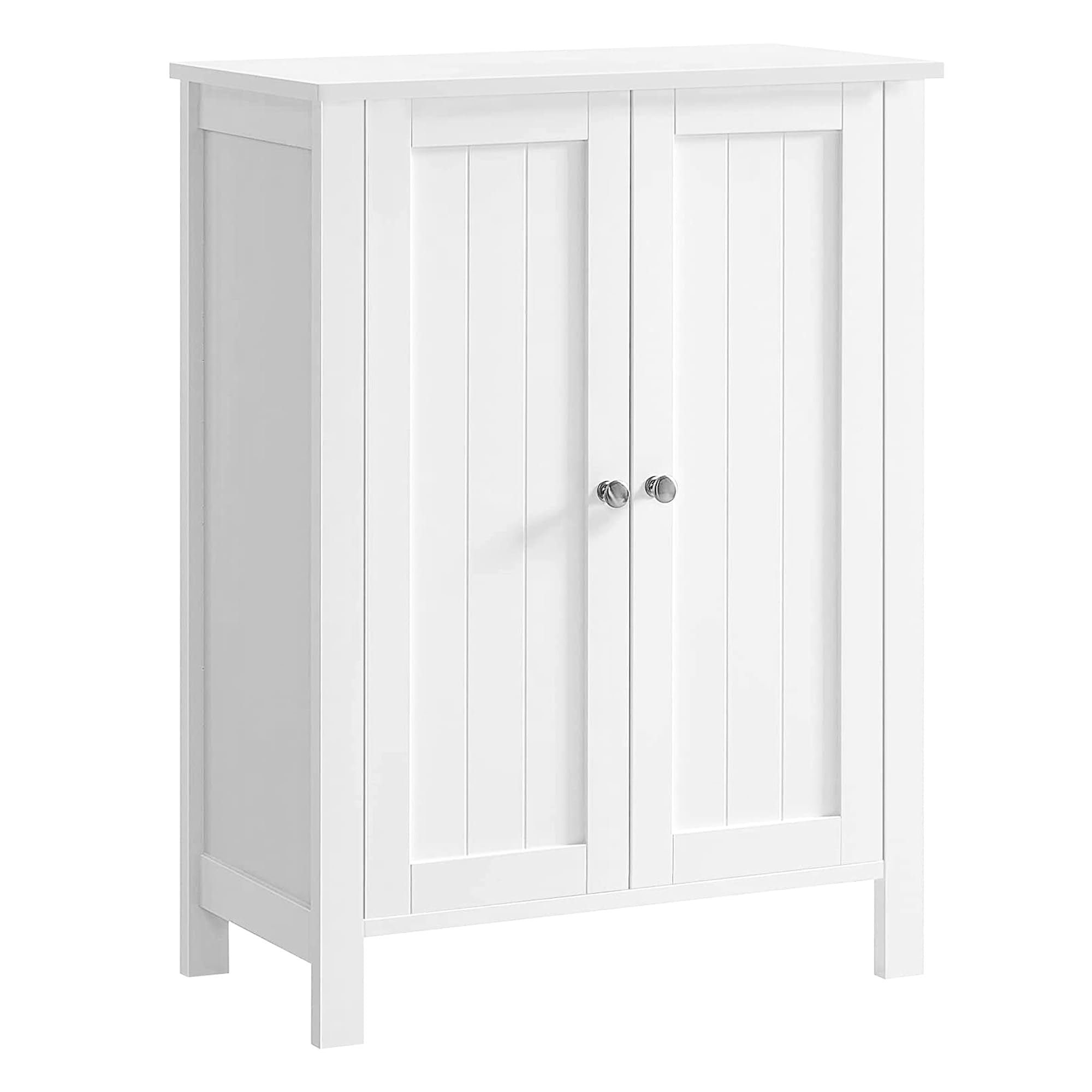 White Floor Storage Cabinet with Adjustable Shelves
