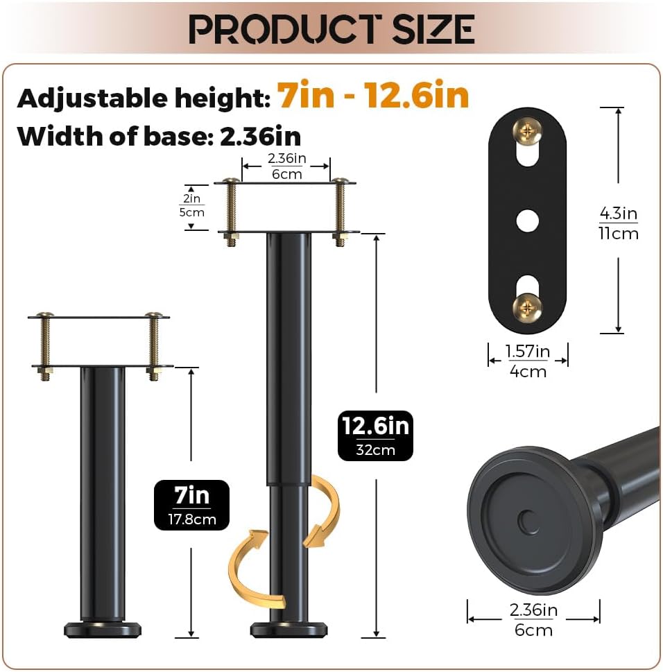 Adjustable Bed Frame Support Legs for Queen/King Beds