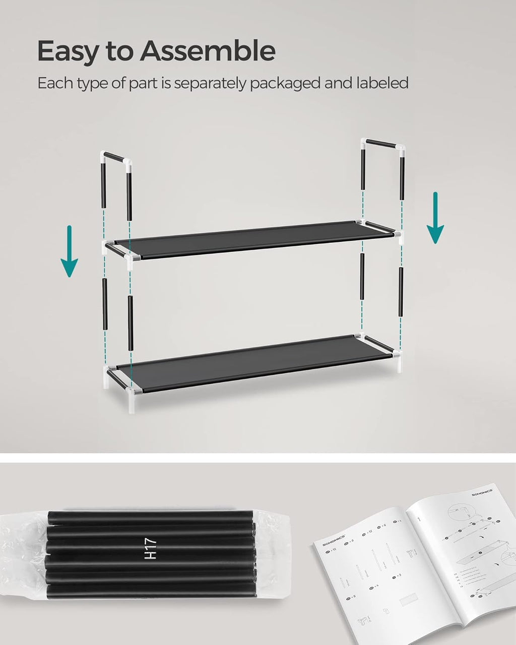4-Tier Shoe Rack 38.8"W