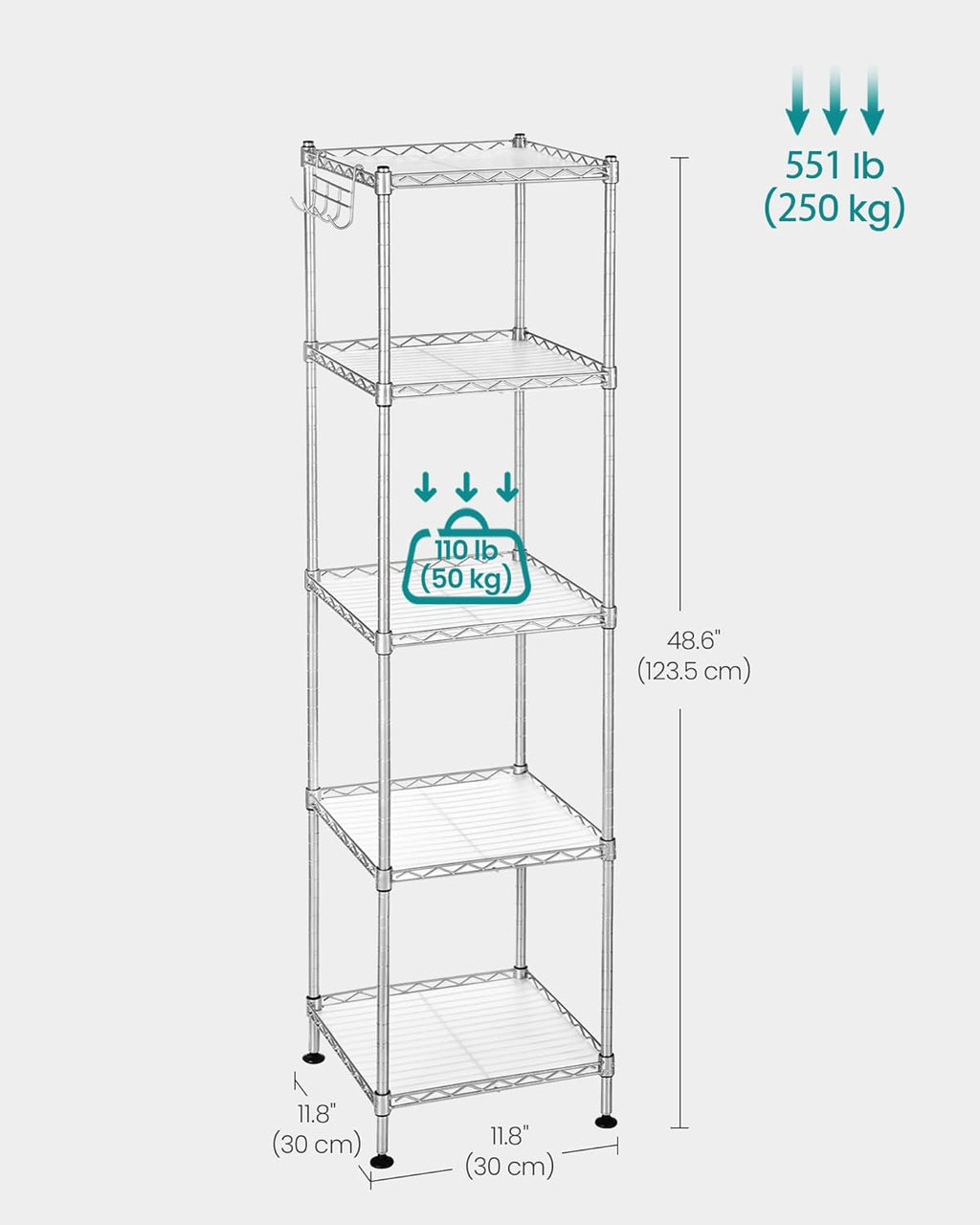 5-Tier Bathroom Shelf Storage Rack