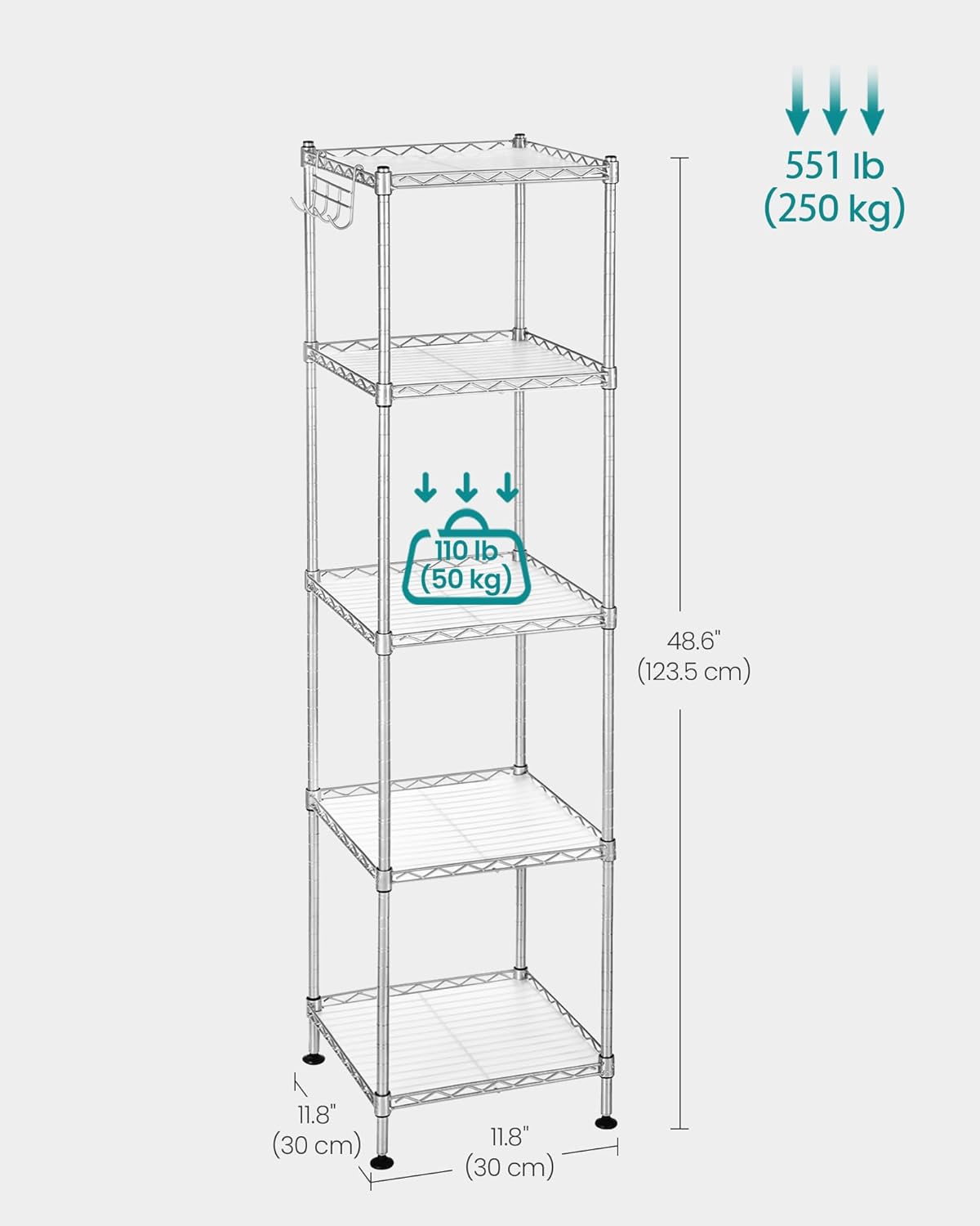 5-Tier Bathroom Shelf Storage Rack