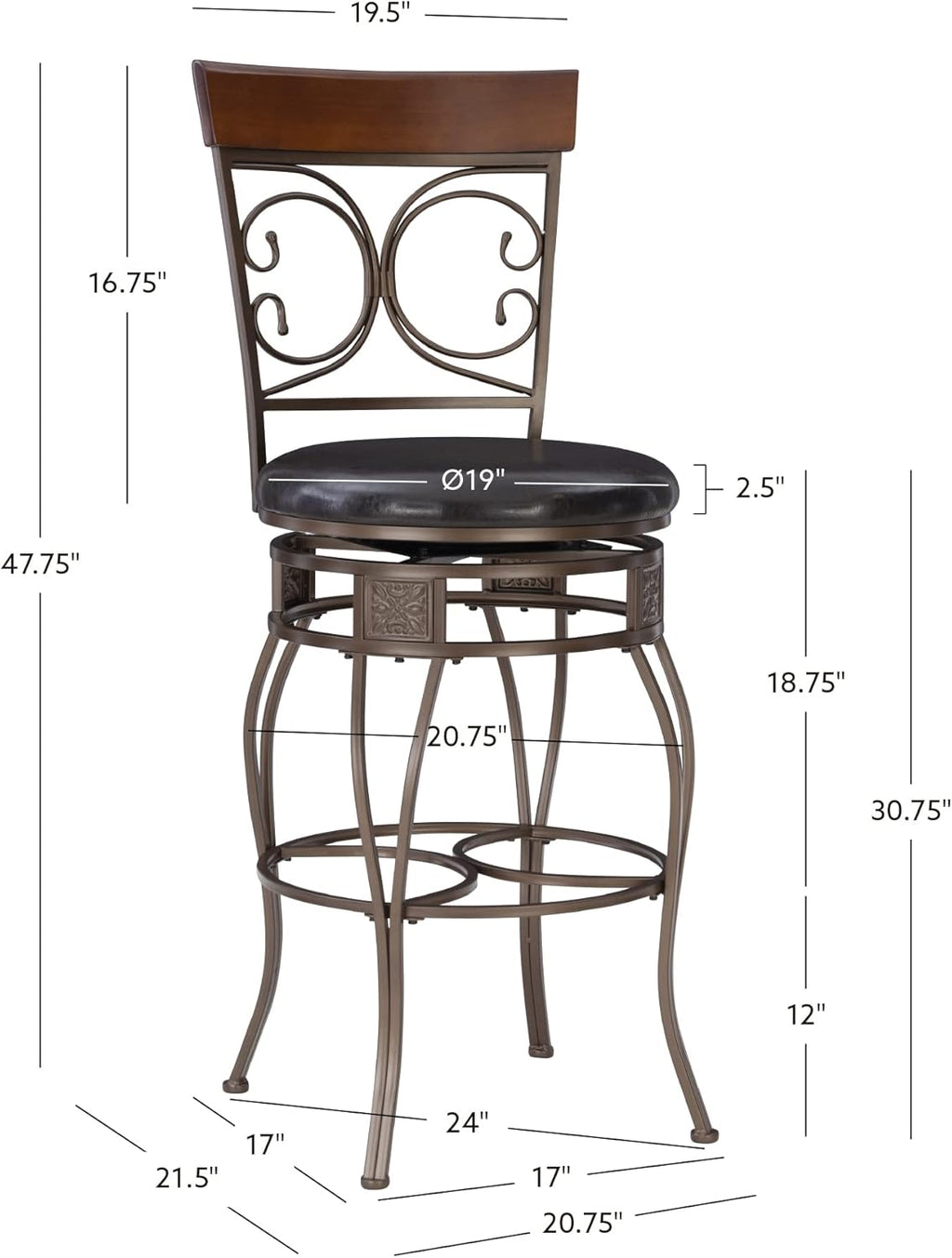 Bar Height Dark Bronze Barstool