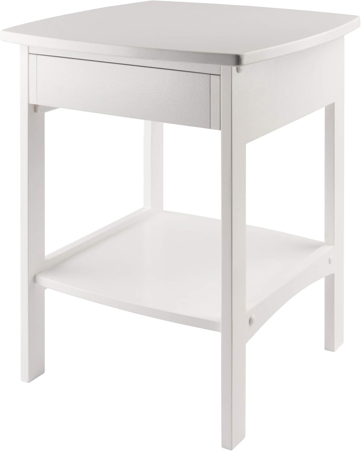 White Accent Table with Drawer and Shelf