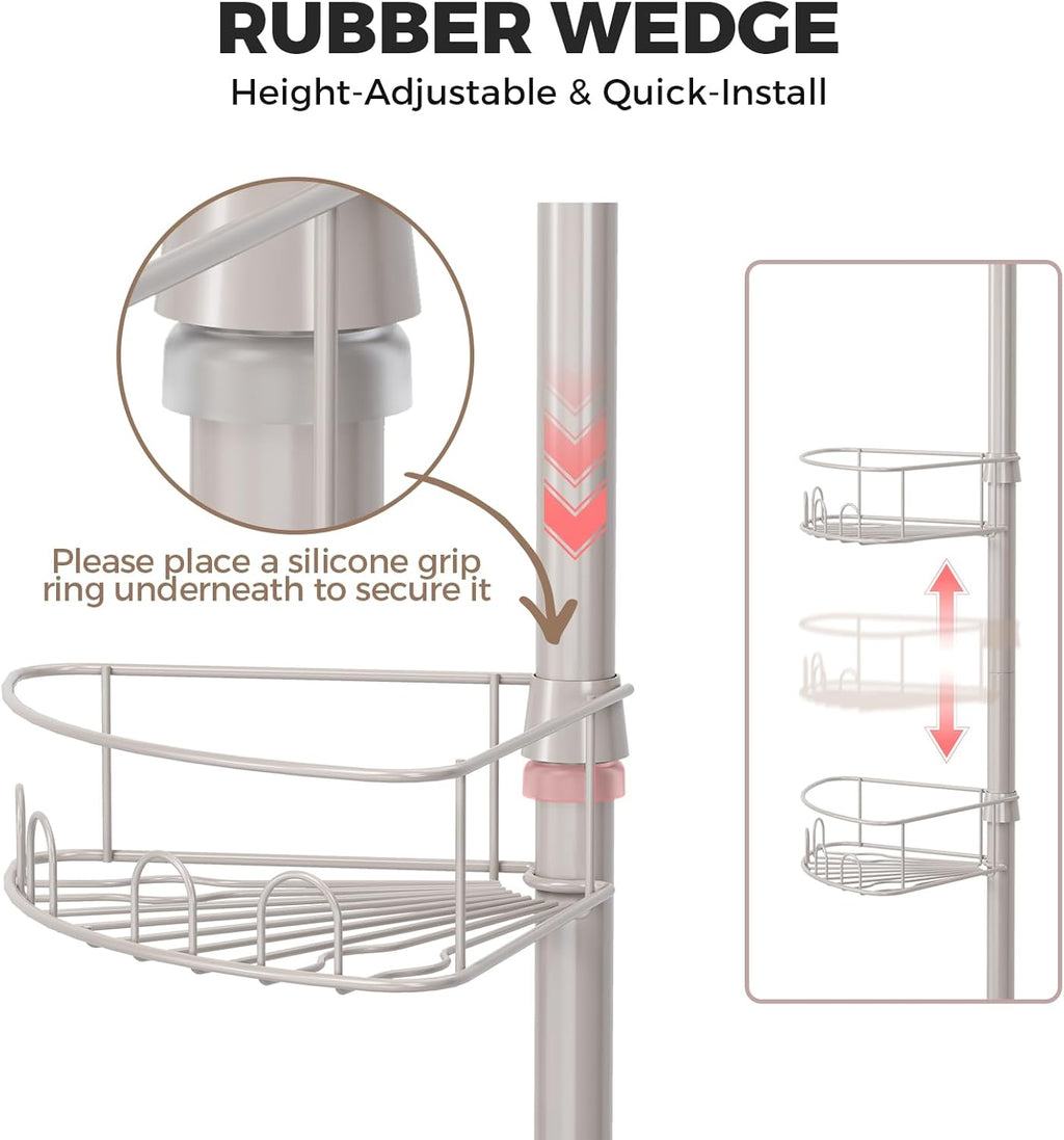 Adjustable Tension Pole Corner Shower Caddy
