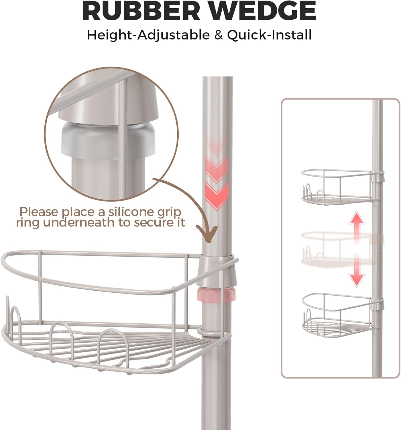 Adjustable Tension Pole Corner Shower Caddy
