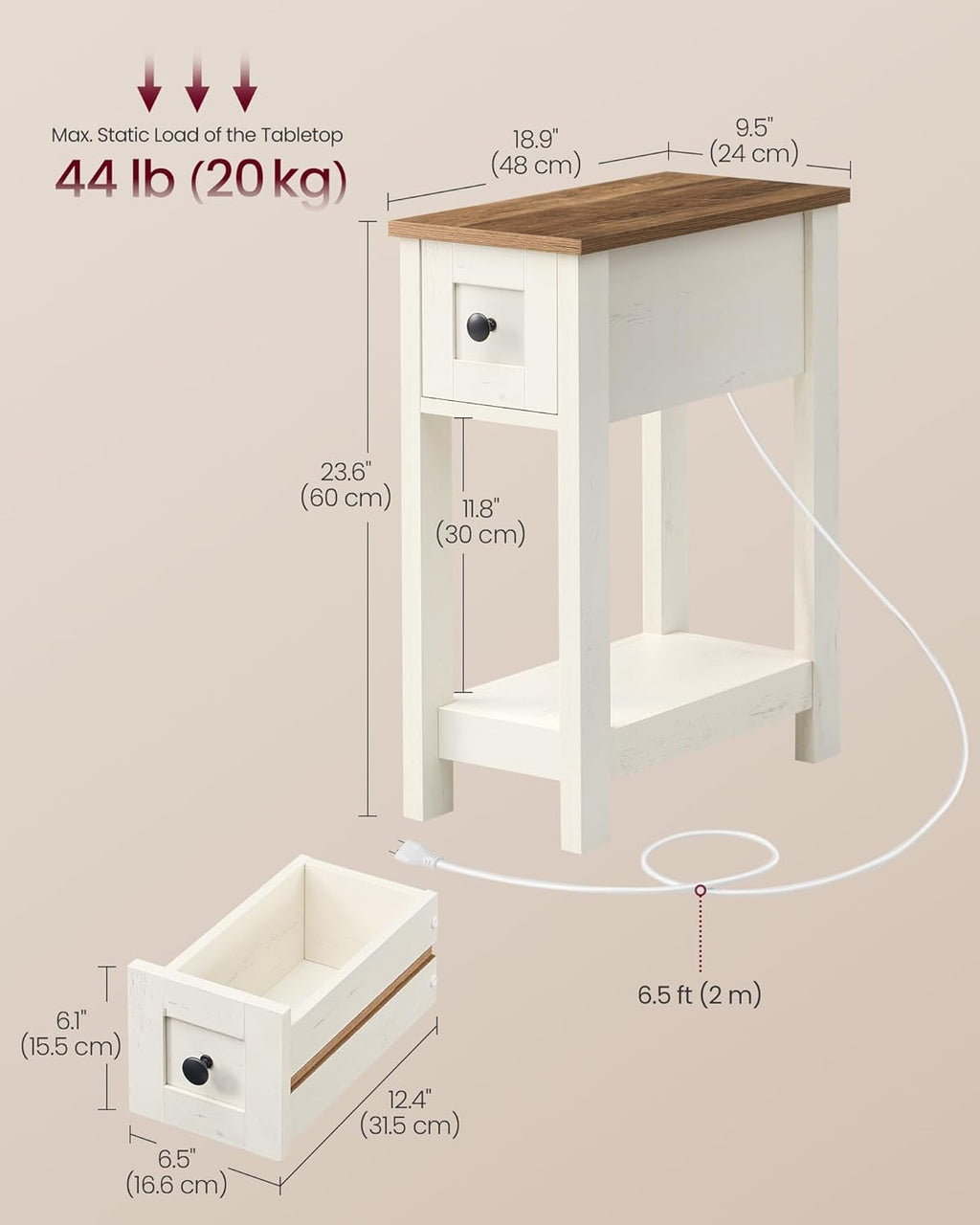 Farmhouse End Table with Storage Drawer