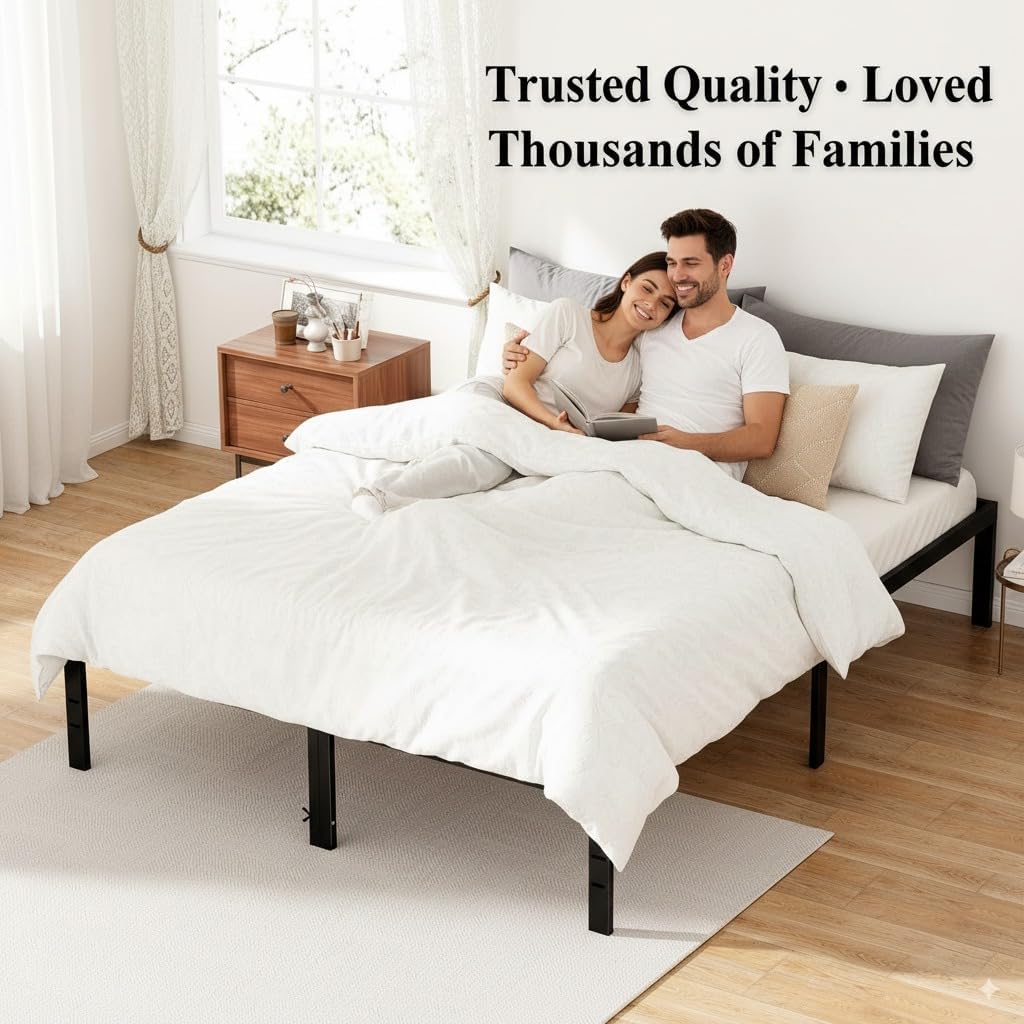 Queen Metal Platform Bed Frame with Storage