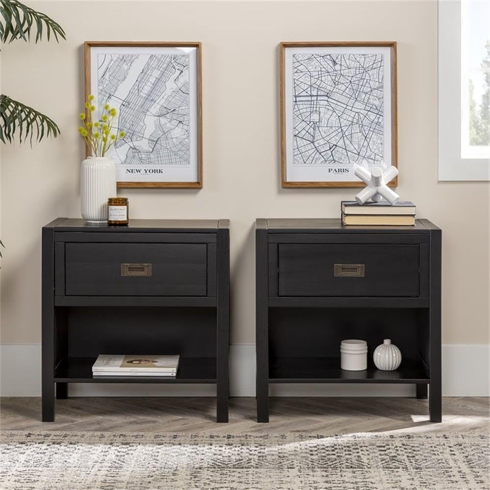 Solid Wood 2-Piece Nightstand Set
