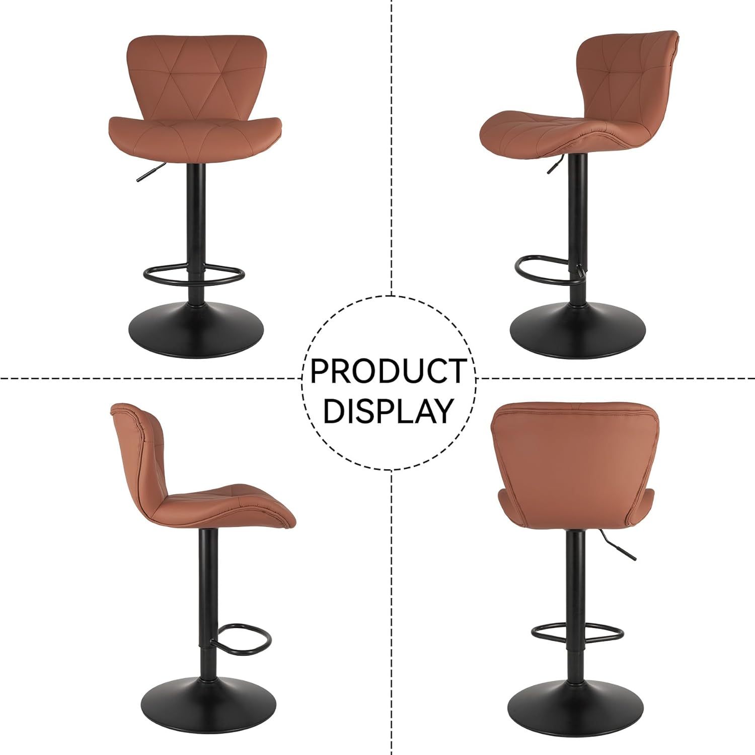 Set of 2 Adjustable Swivel Bar Stools