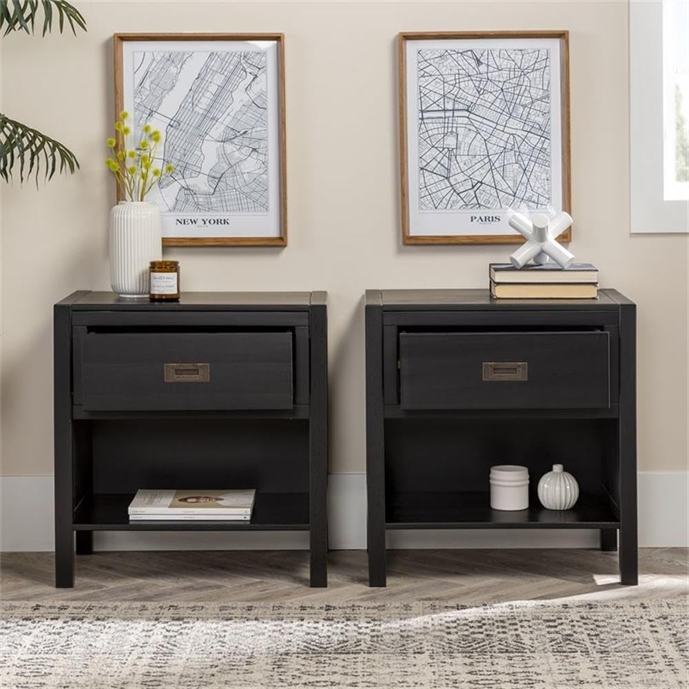 Solid Wood 2-Piece Nightstand Set