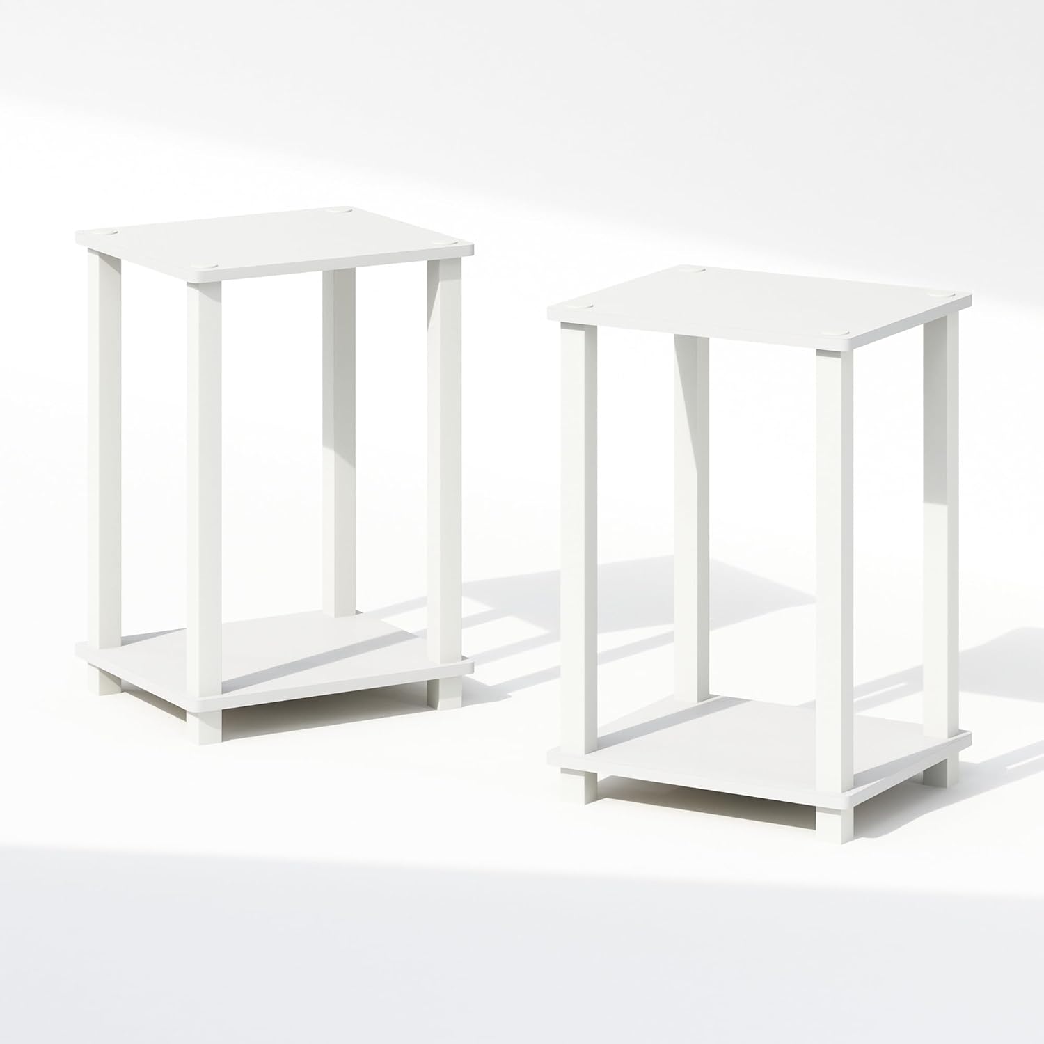 Set of 2 Small 2-Tier Nightstands with Open Shelf