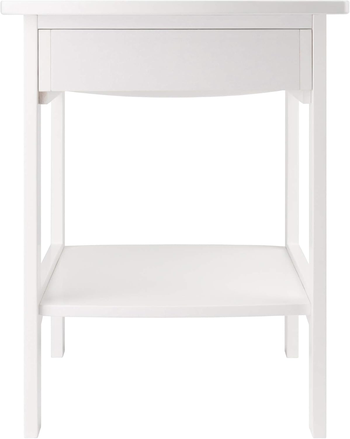 White Accent Table with Drawer and Shelf