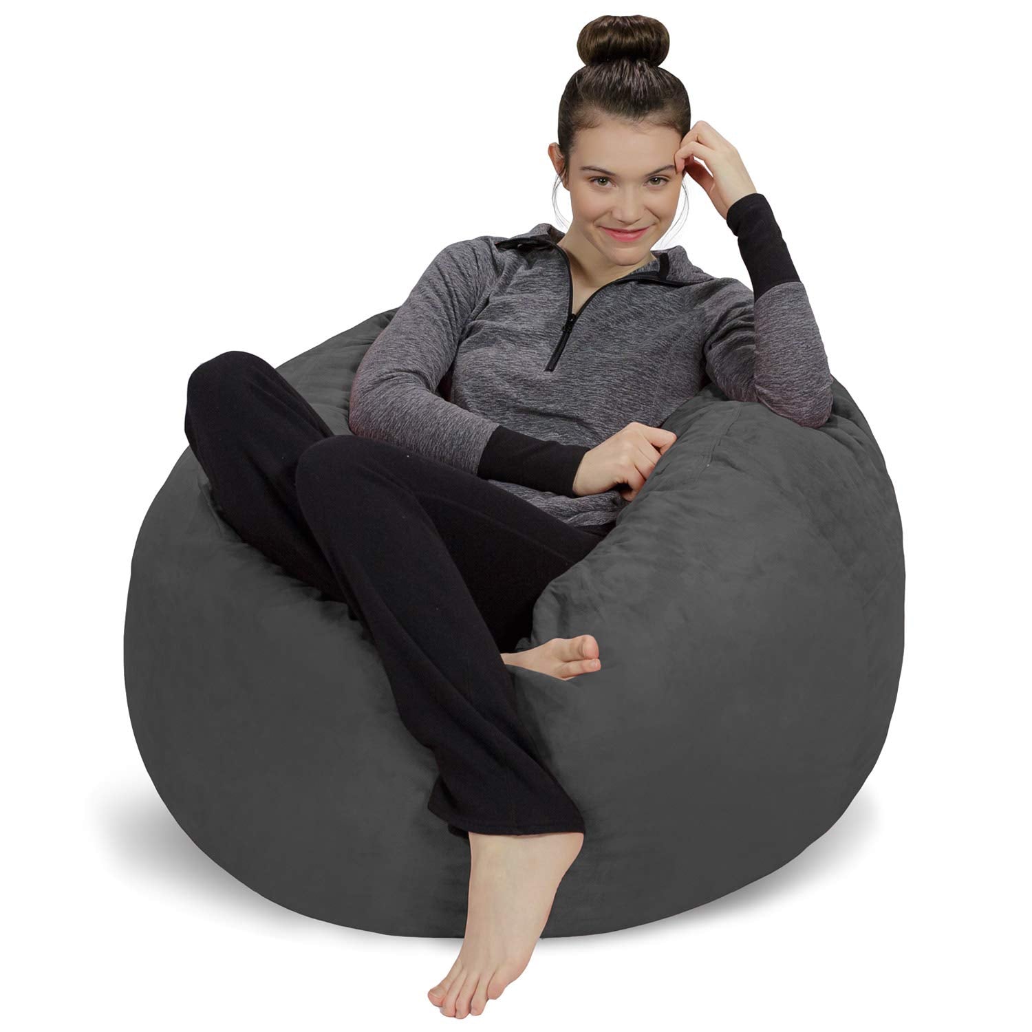 3 Ft Charcoal Bean Bag Chair Cover