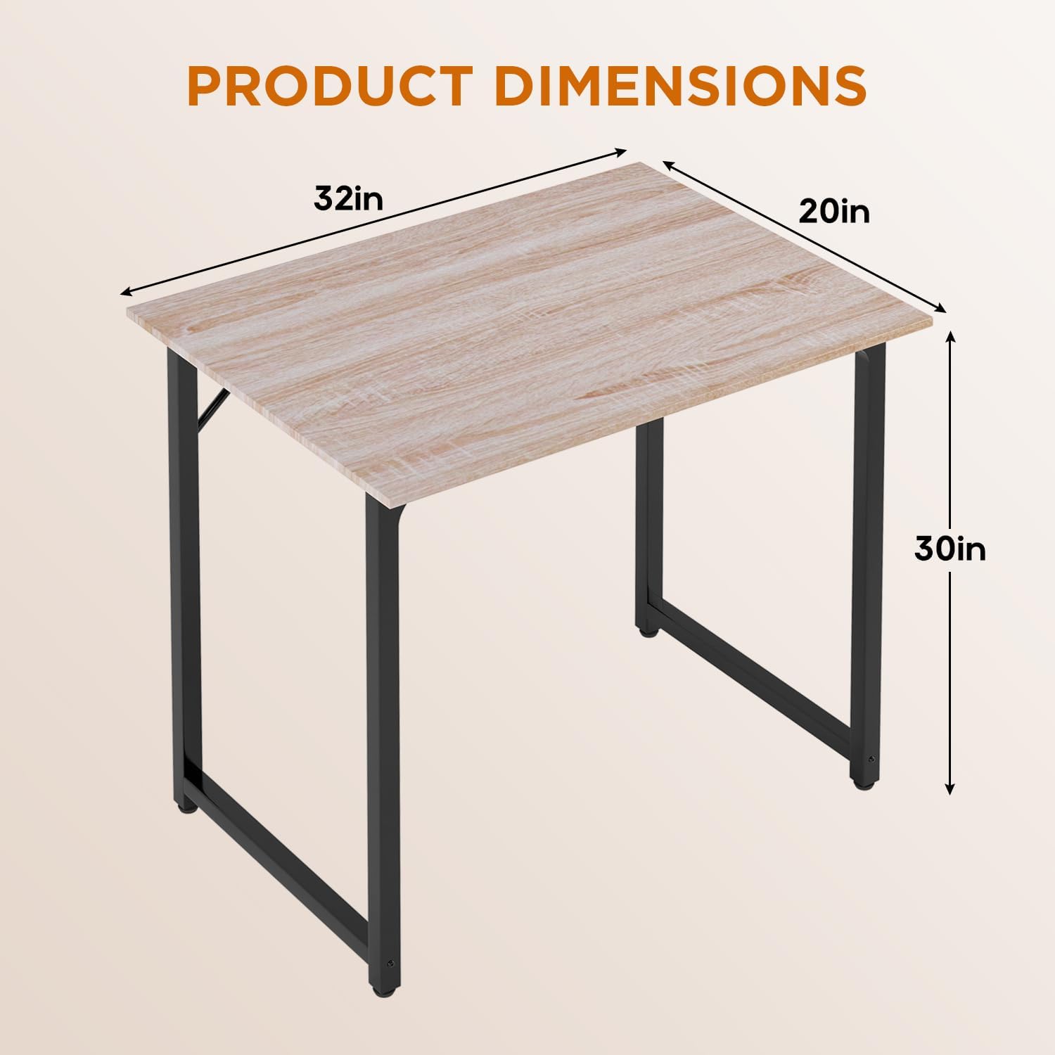 32 Inch Computer Desk with Metal Frame