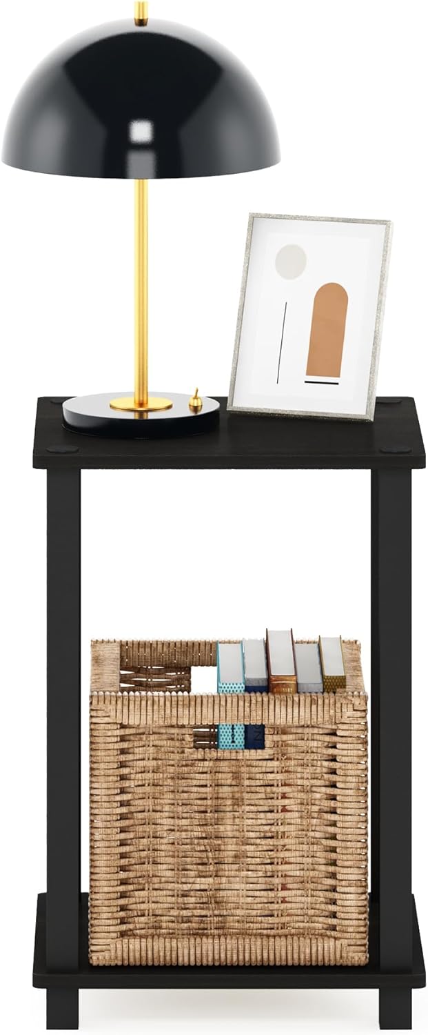 Small 2-Tier Nightstand with Open Shelf