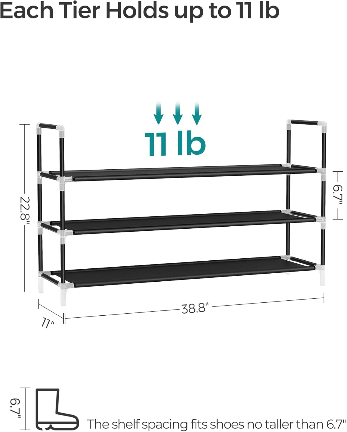 3-Tier Shoe Rack Slim Space-Saving