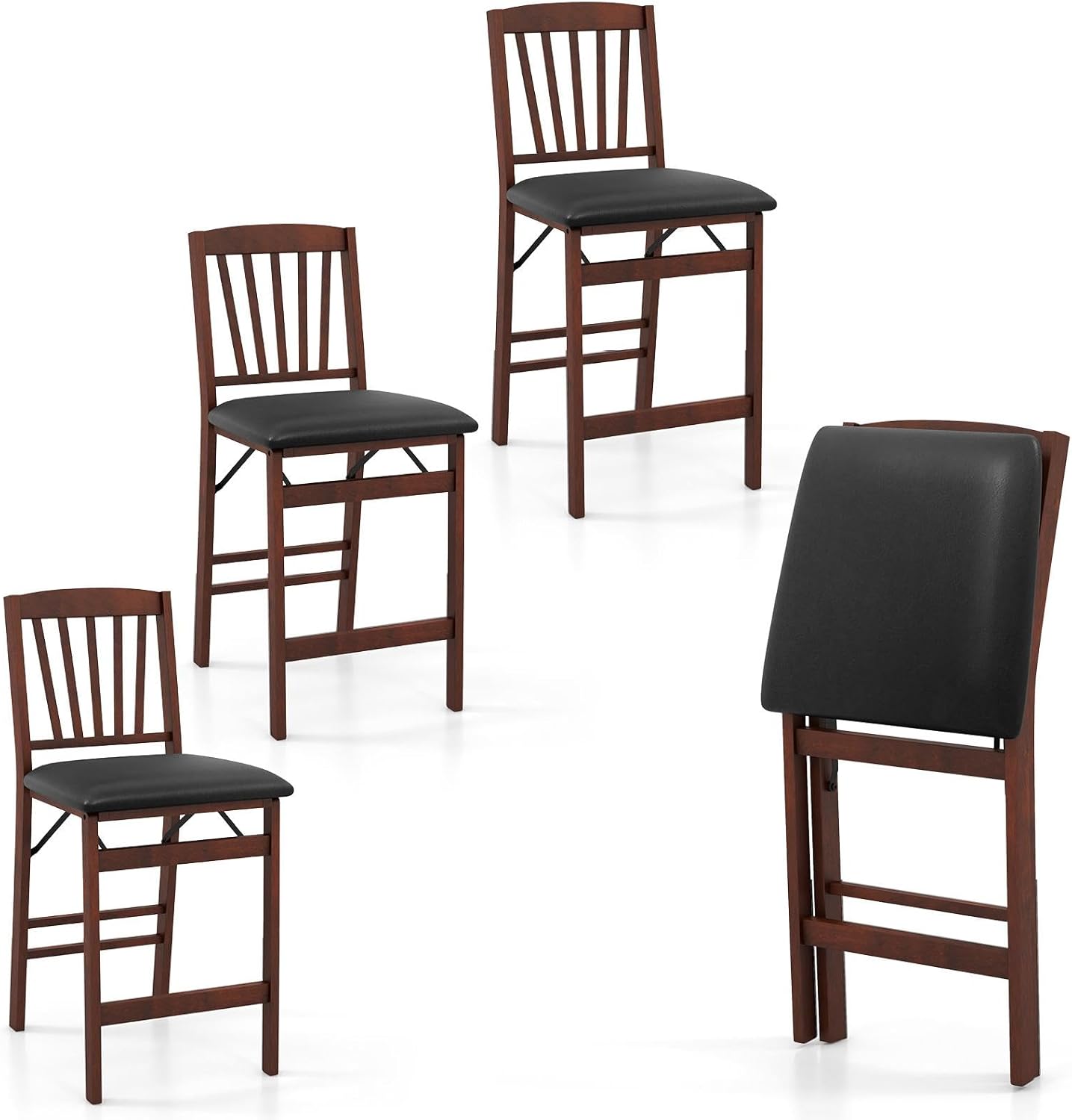 Set of 4 Folding Counter Height Bar Stools 24.5"