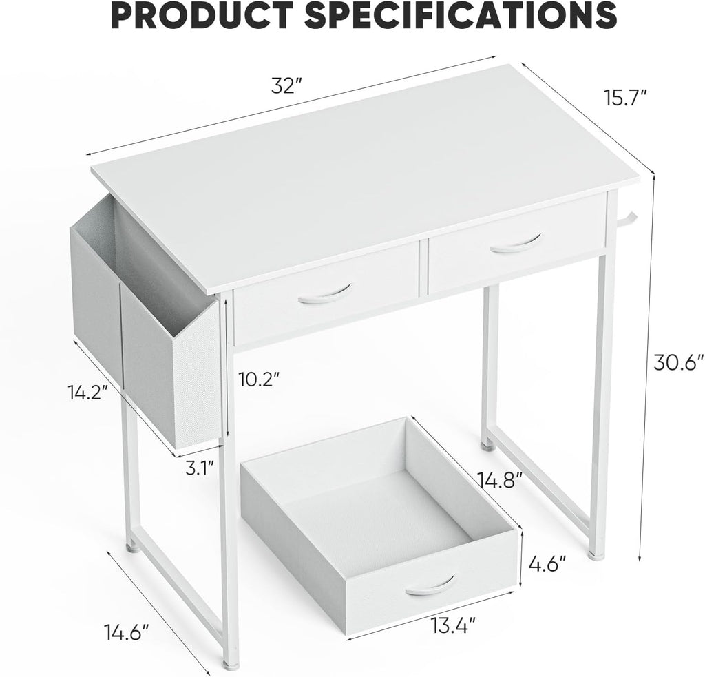 Small Home Office Computer Desk with Drawers