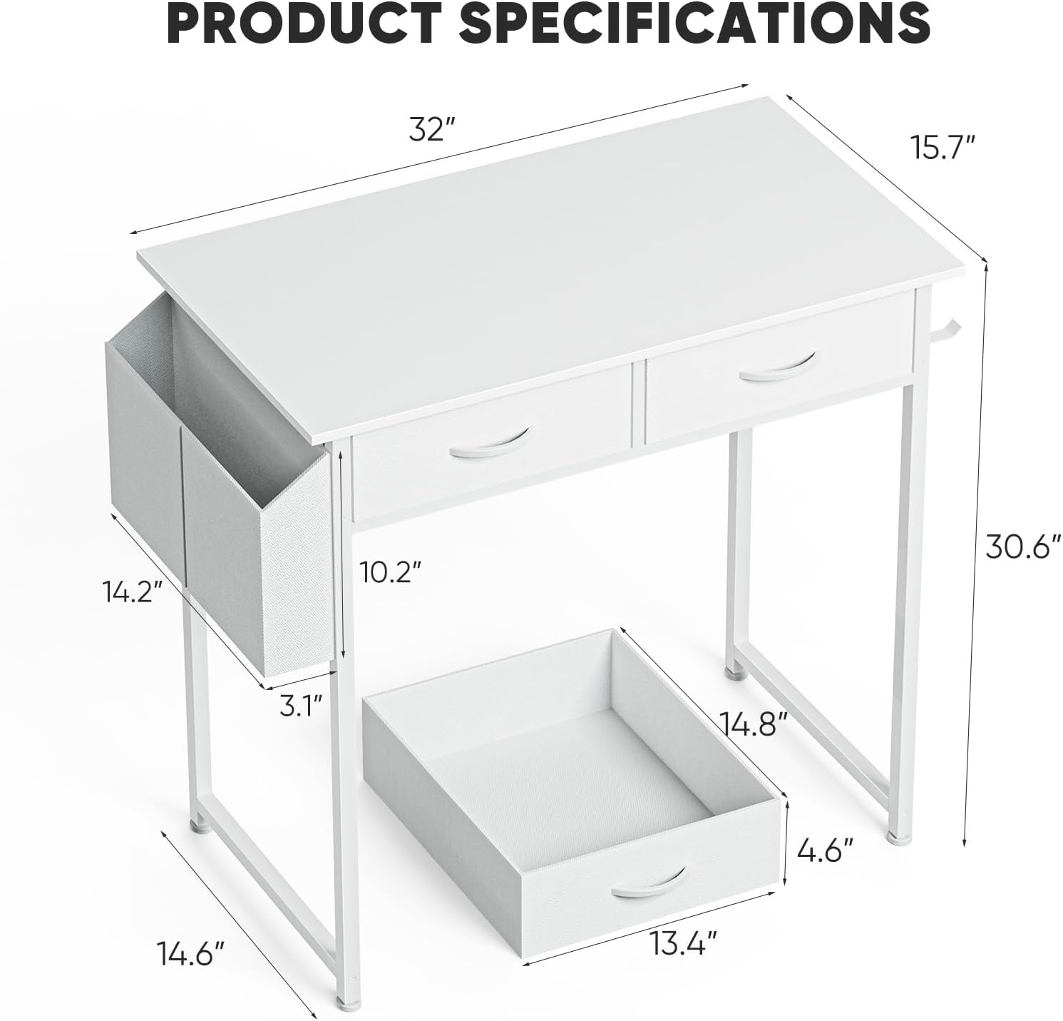 Small Home Office Computer Desk with Drawers