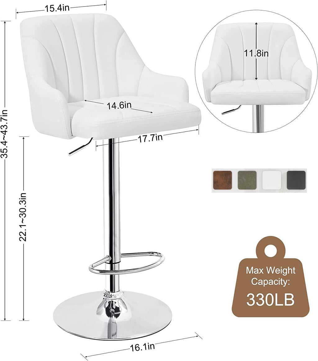 Set of 4 Adjustable Bar Stools with Back and Arm