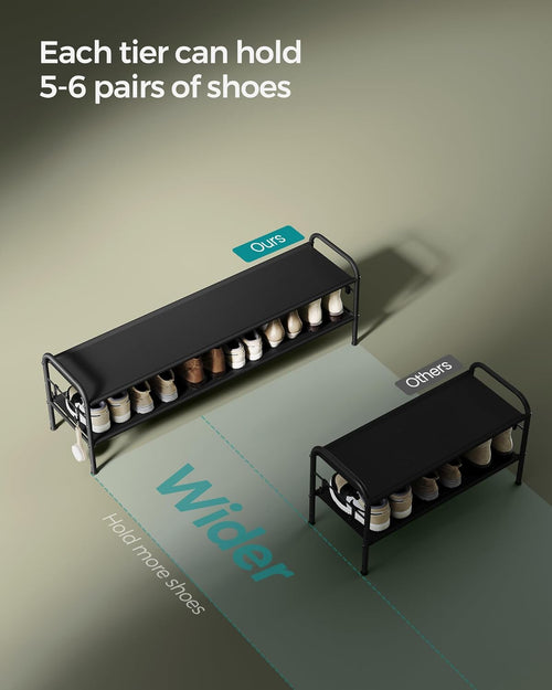 2-Tier Shoe Rack Organizer with Hooks