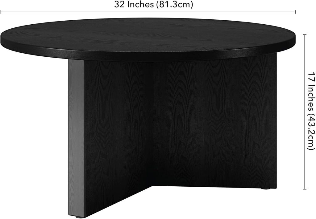 32" Round Wood Pedestal Coffee Table