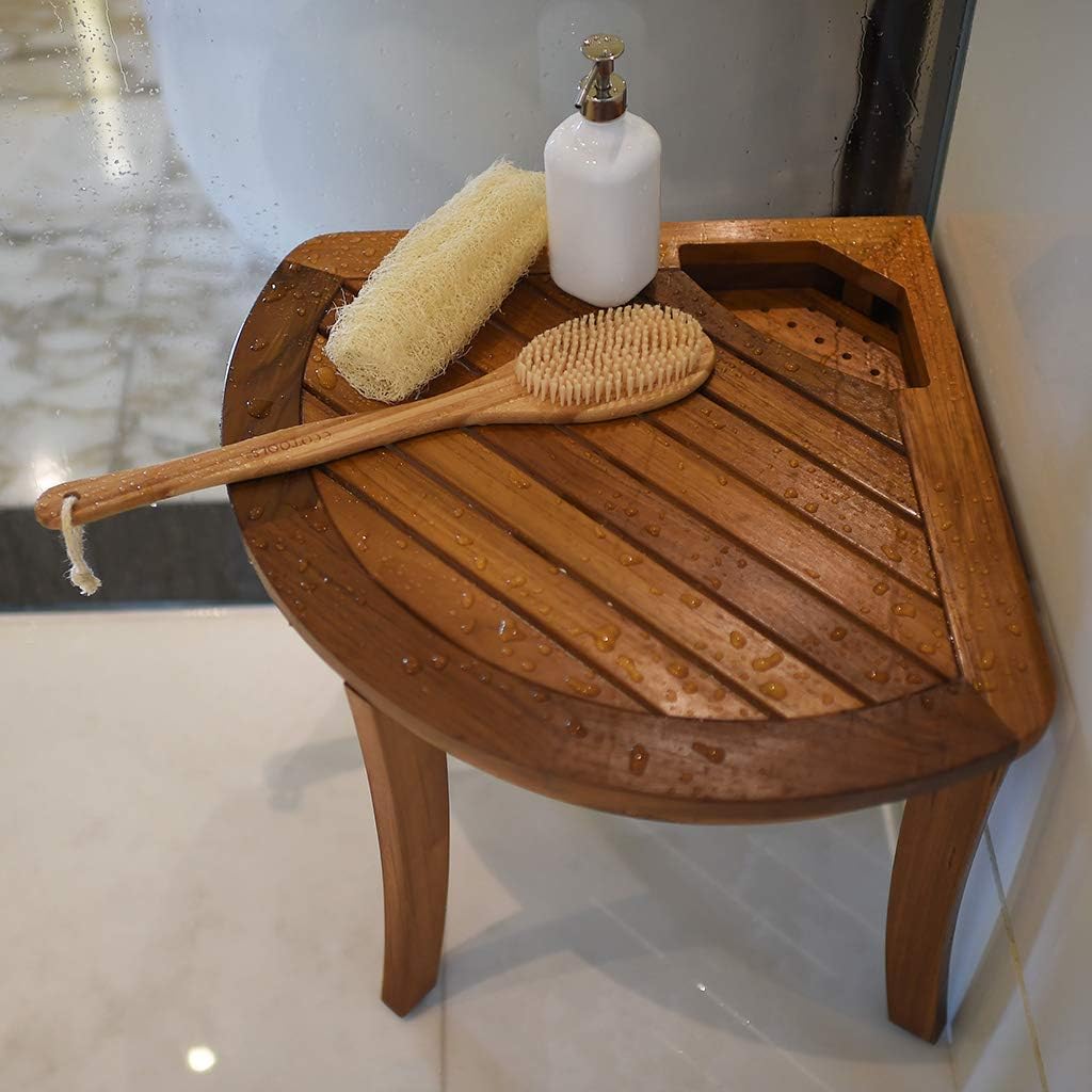 Teak Corner Shower Bench