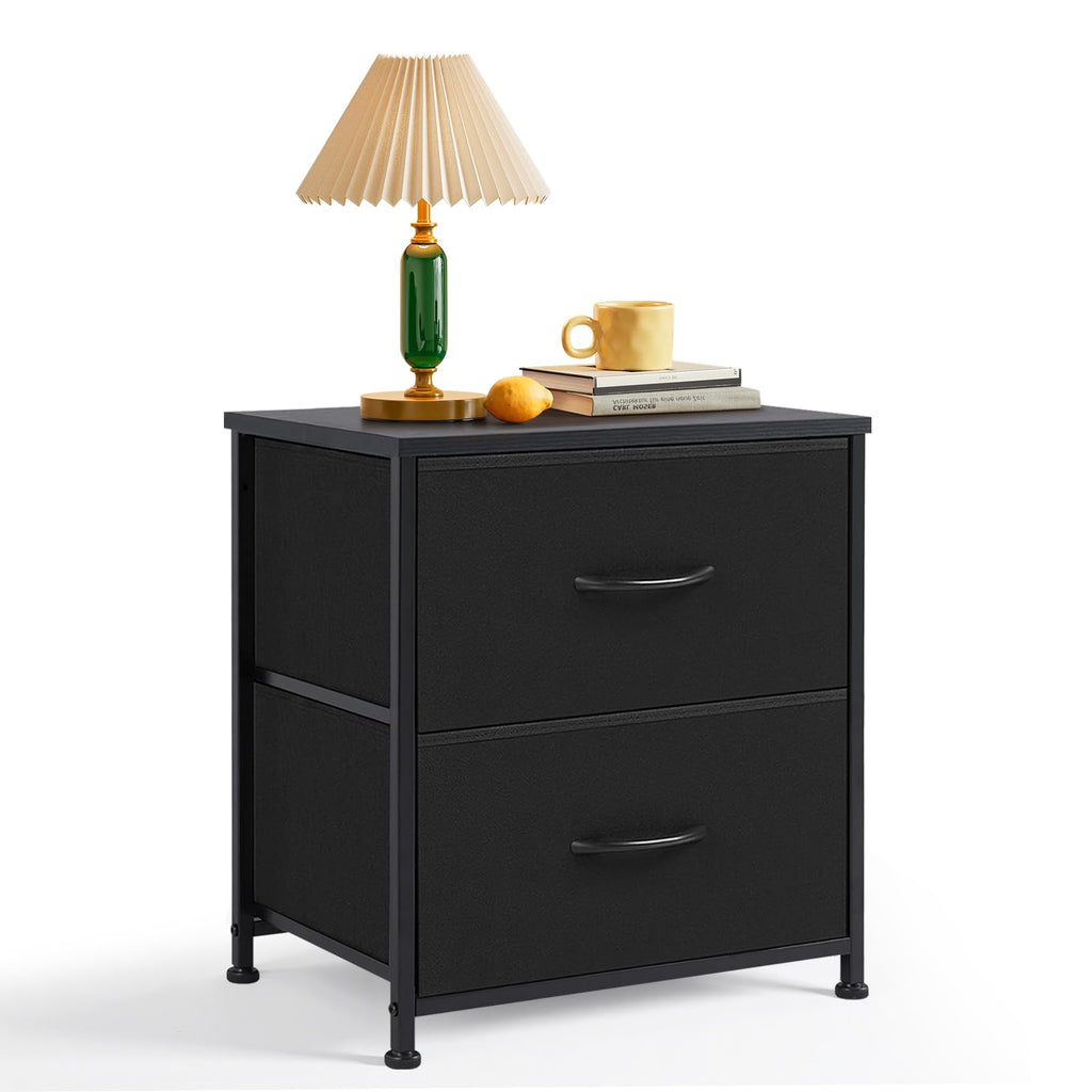 Small Nightstand with 2 Fabric Drawers 11.8"D x 18"W x 20"