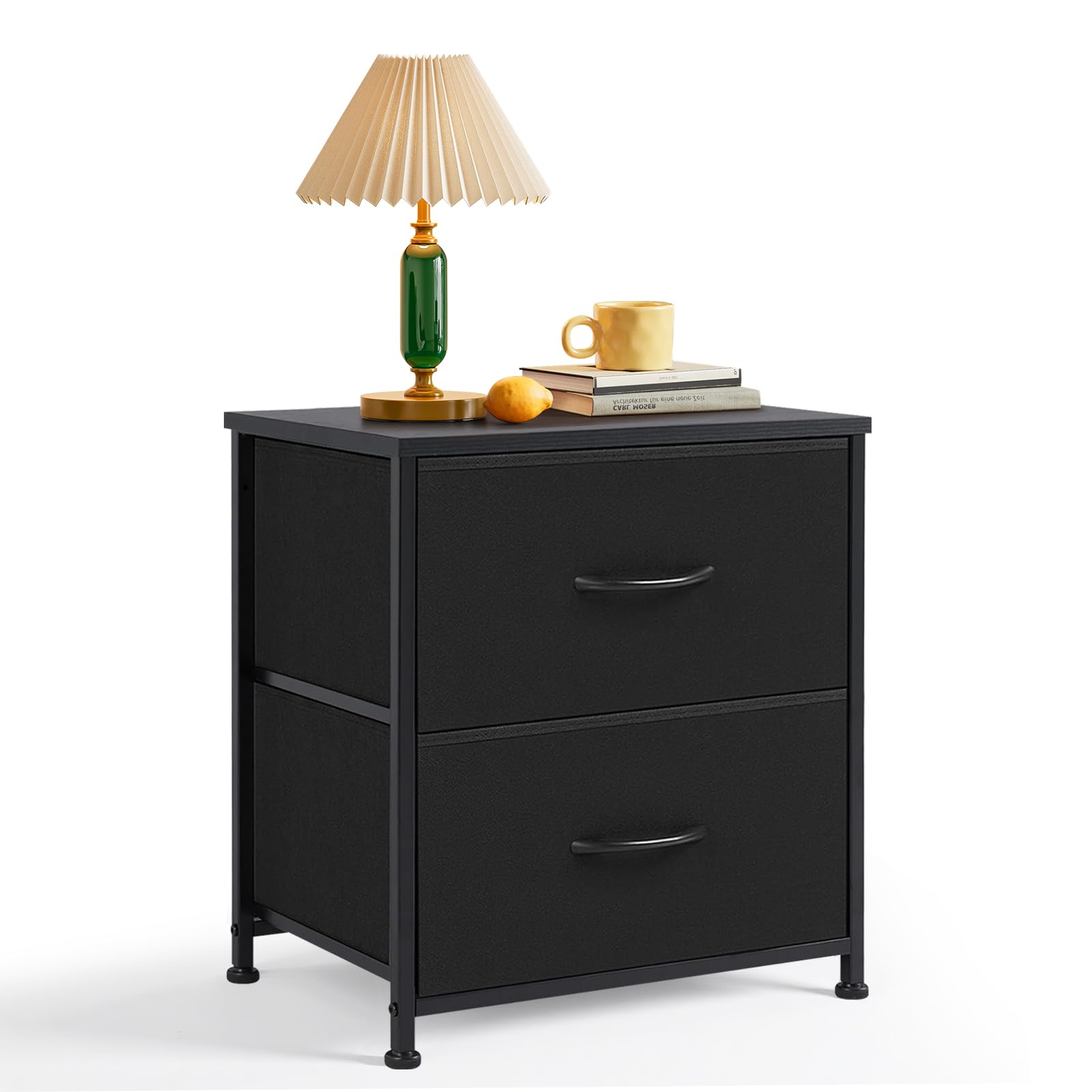 Small Nightstand with 2 Fabric Drawers 11.8"D x 18"W x 20"