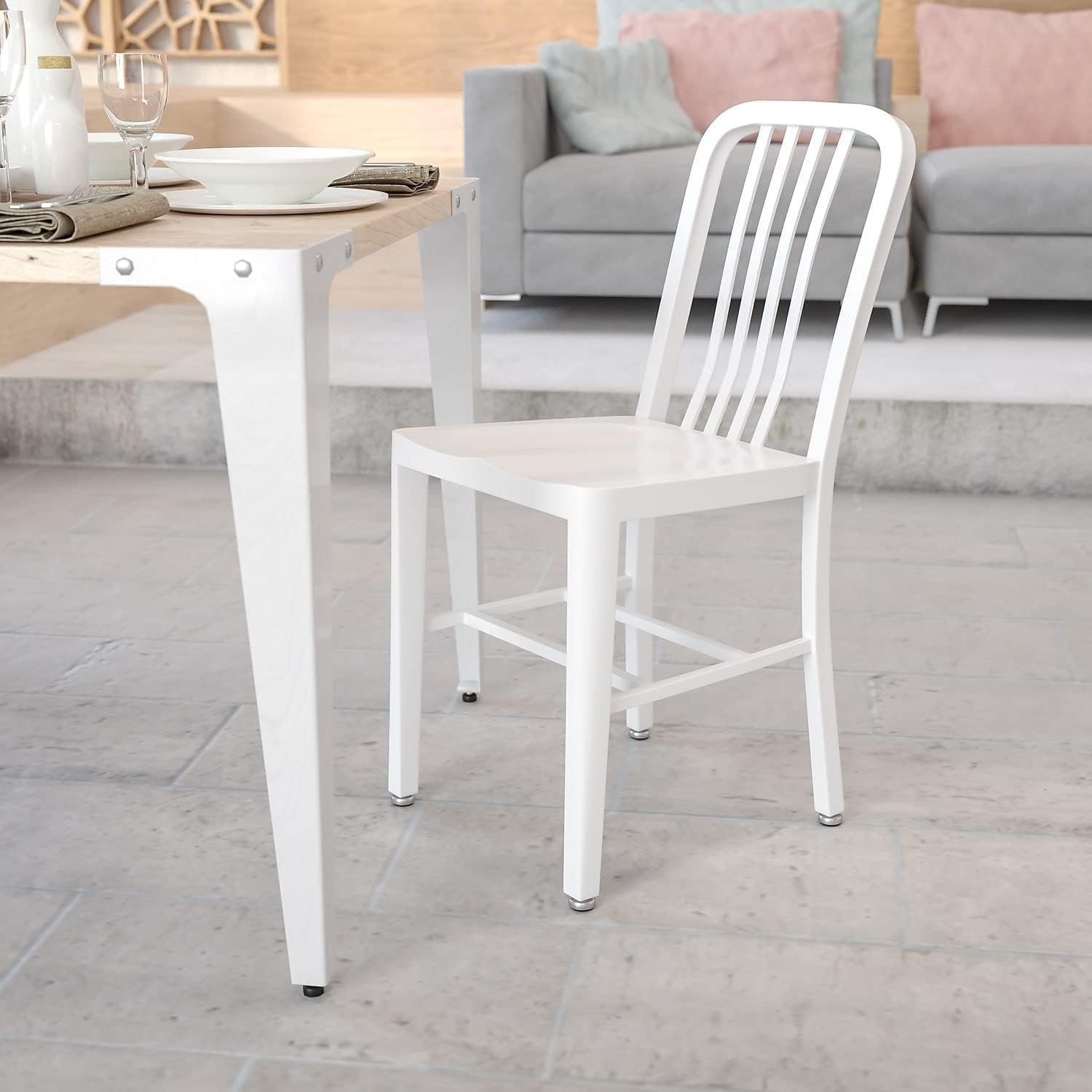 White Metal Indoor-Outdoor Chair