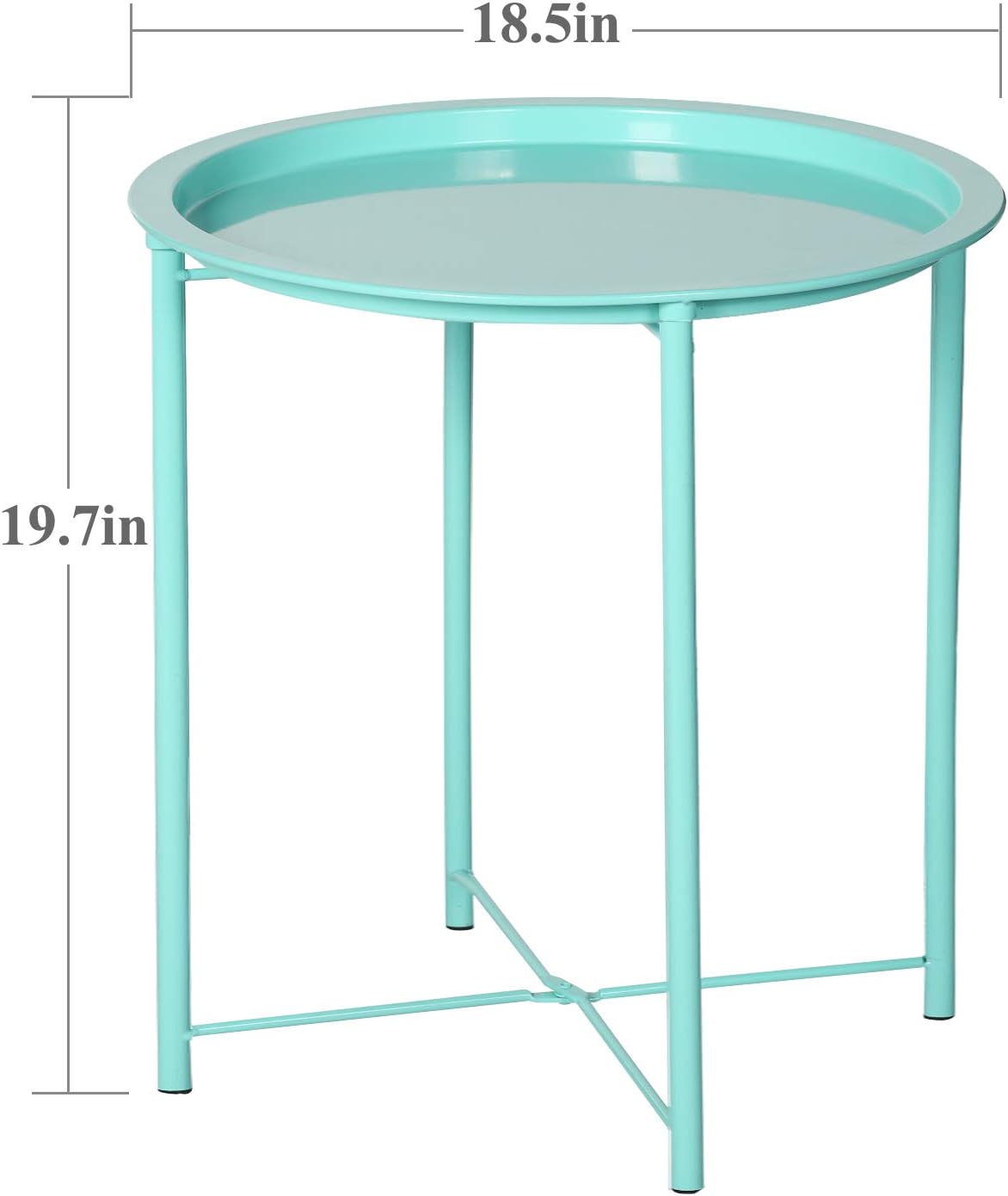 Green Folding Metal Side Tables Set of 2