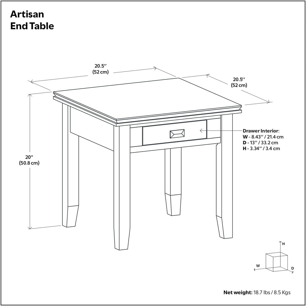 Solid Wood 21" Square End Table