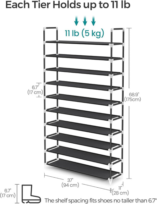 10-Tier Shoe Rack (37”W)