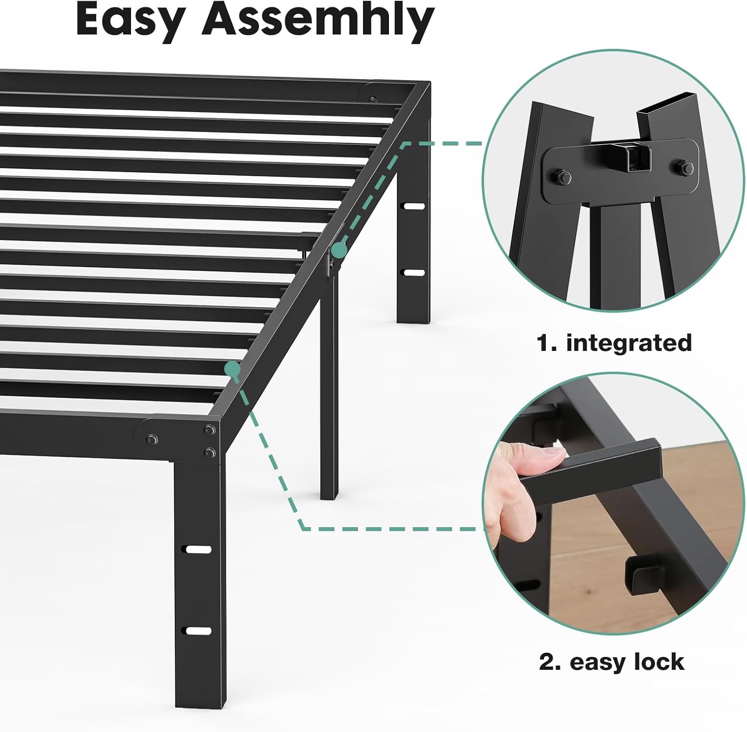 Twin Metal Bed Frame with Storage