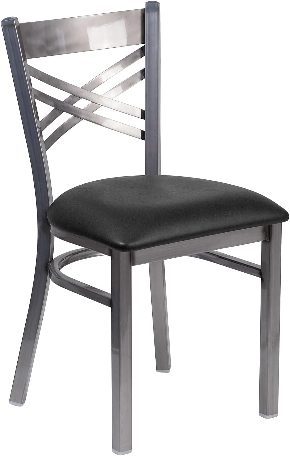 2-Pack Metal Restaurant Chairs with Black Vinyl Seat