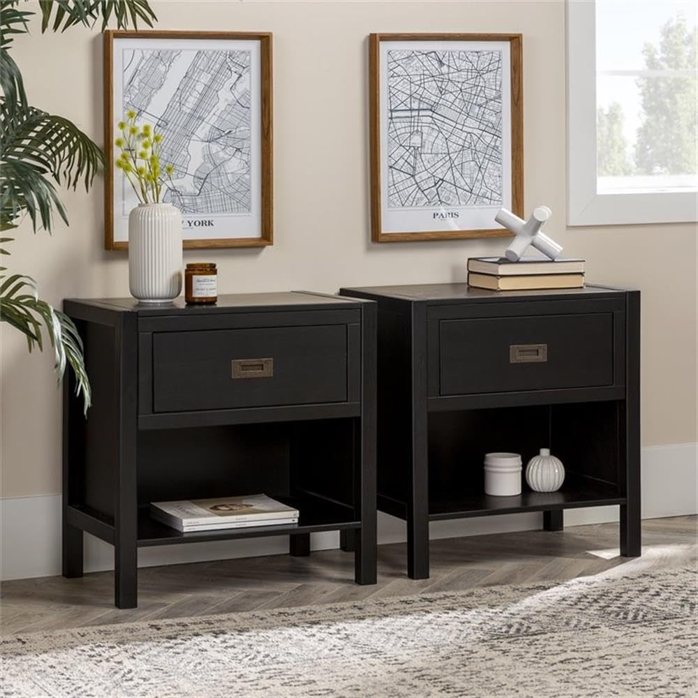 Solid Wood 2-Piece Nightstand Set