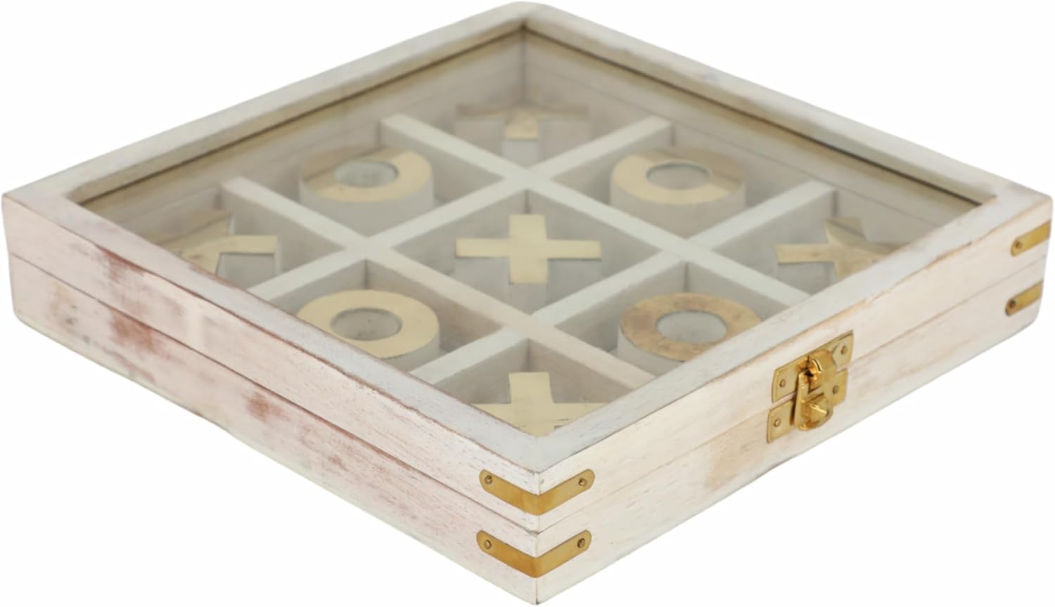 Wooden Tic Tac Toe Game 8" with Glass Lid