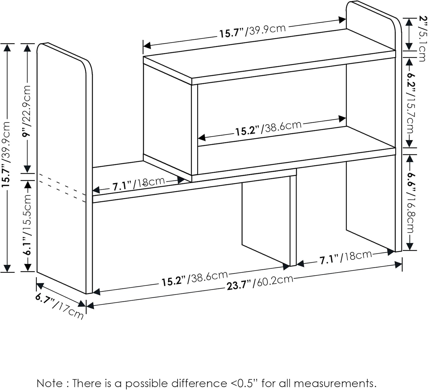 Desktop Organizer Storage Rack 24"W