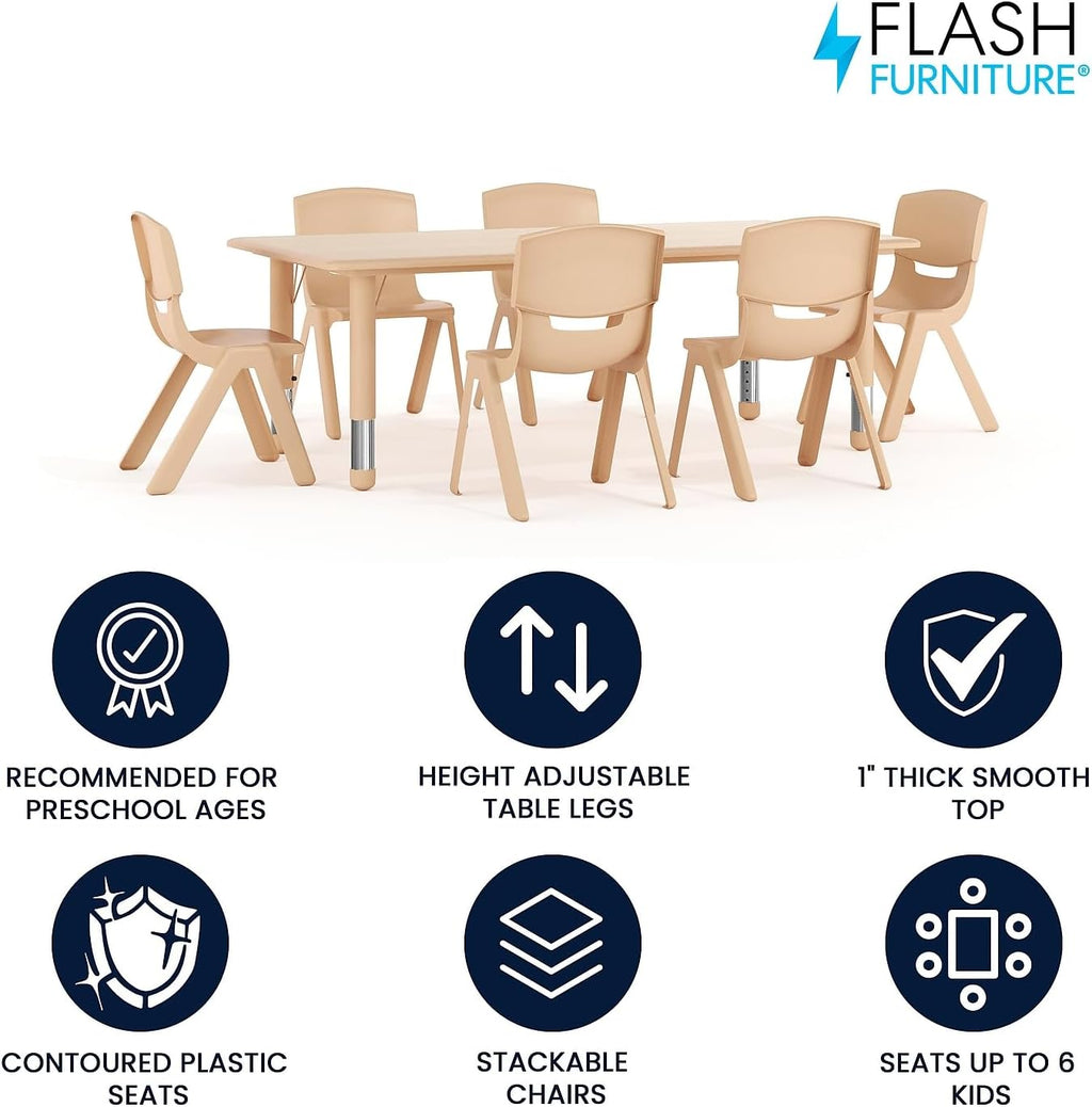 Classroom Activity Table with 6 Chairs 23.625"W x 47.25"L