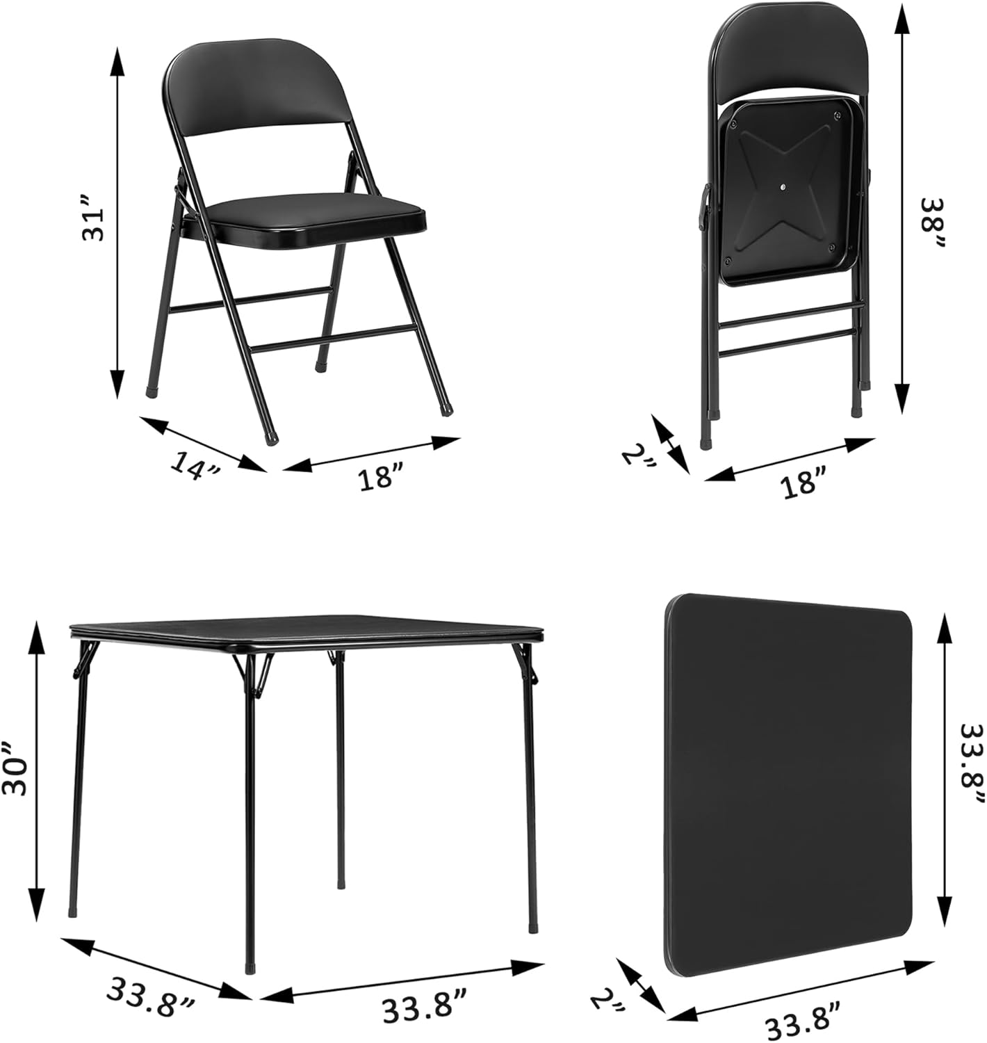 5pc Folding Card Table and Chair Set