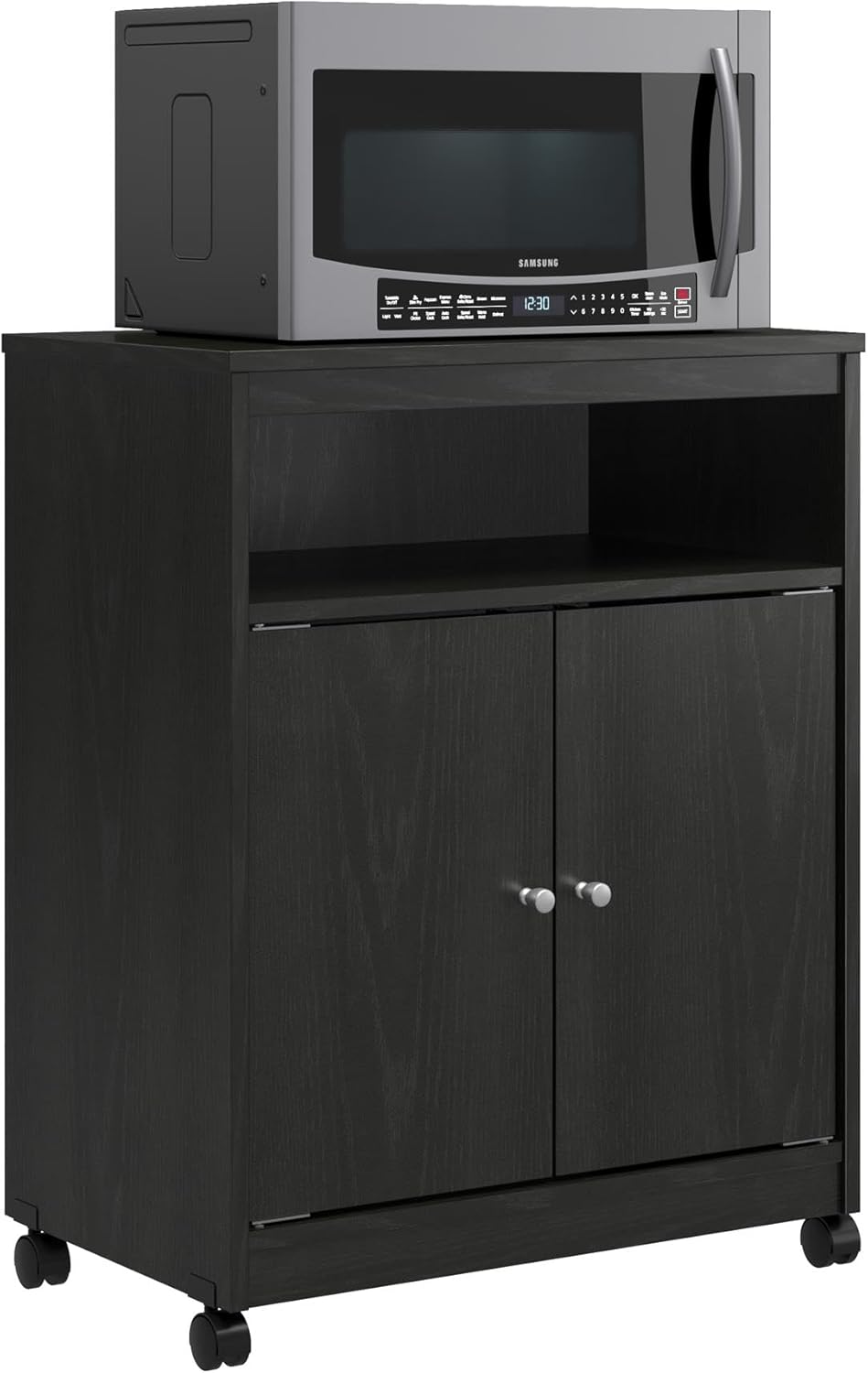 White Microwave Cart with Storage